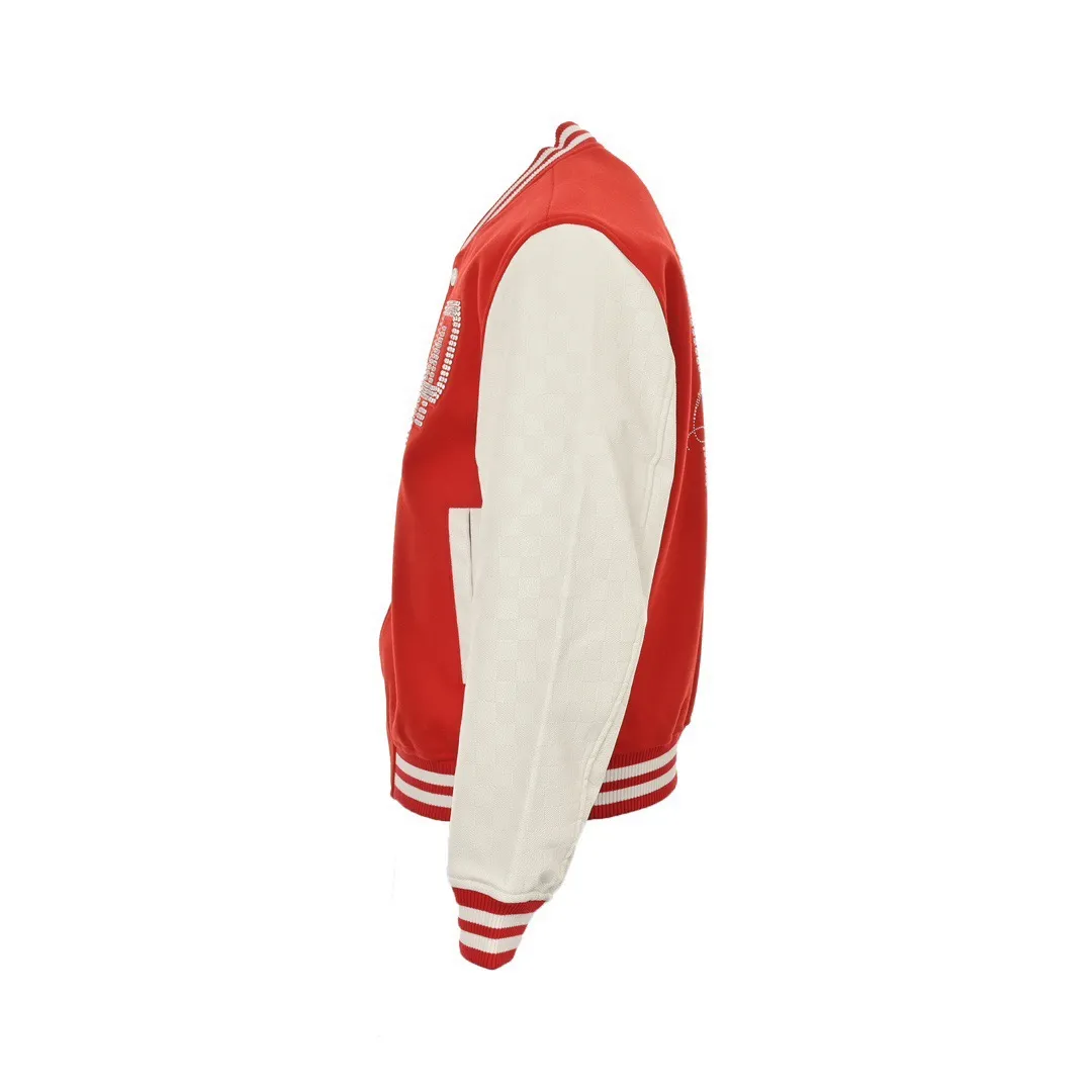 Louis Vuitton/Louis Vuitton 24Fw pearl hot diamond lettering baseball jacket